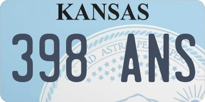 KS license plate 398ANS