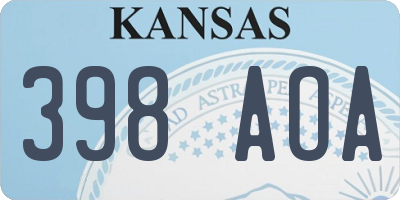 KS license plate 398AOA