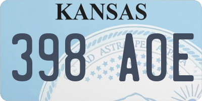 KS license plate 398AOE
