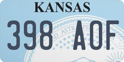 KS license plate 398AOF