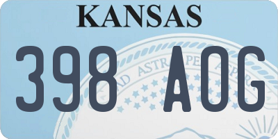 KS license plate 398AOG