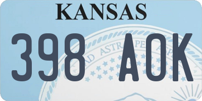KS license plate 398AOK
