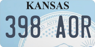 KS license plate 398AOR