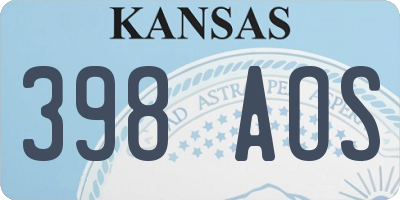 KS license plate 398AOS