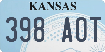 KS license plate 398AOT