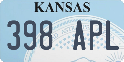 KS license plate 398APL