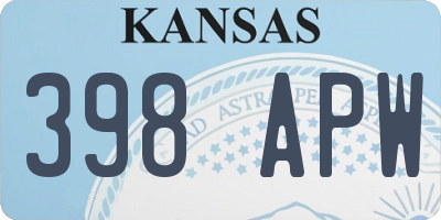 KS license plate 398APW