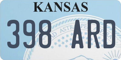 KS license plate 398ARD