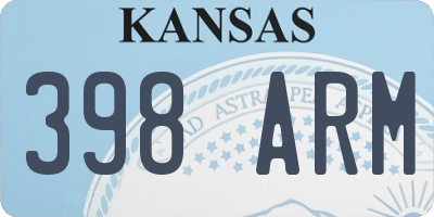 KS license plate 398ARM