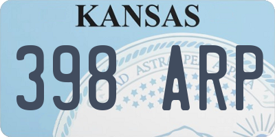 KS license plate 398ARP