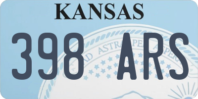 KS license plate 398ARS