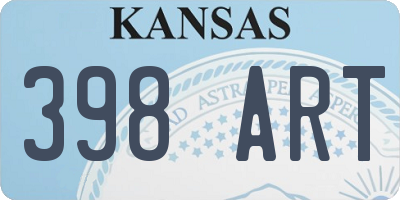 KS license plate 398ART