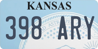 KS license plate 398ARY