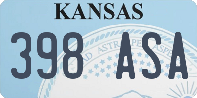 KS license plate 398ASA