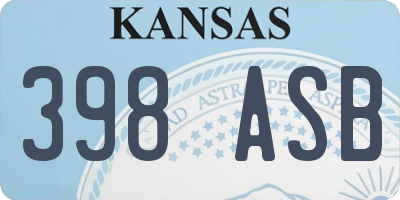 KS license plate 398ASB