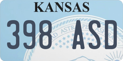 KS license plate 398ASD
