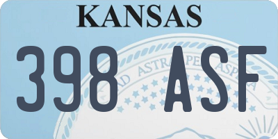 KS license plate 398ASF