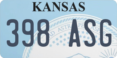 KS license plate 398ASG