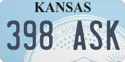 KS license plate 398ASK