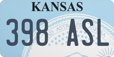 KS license plate 398ASL
