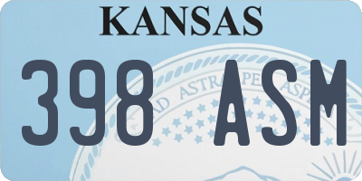 KS license plate 398ASM