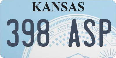 KS license plate 398ASP