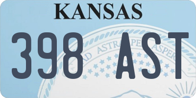 KS license plate 398AST