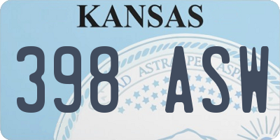 KS license plate 398ASW