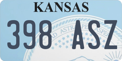 KS license plate 398ASZ