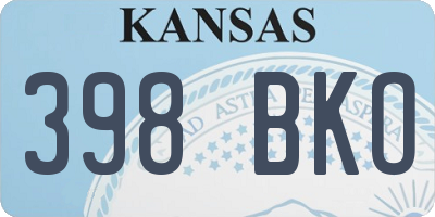 KS license plate 398BKO