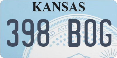 KS license plate 398BOG