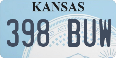 KS license plate 398BUW