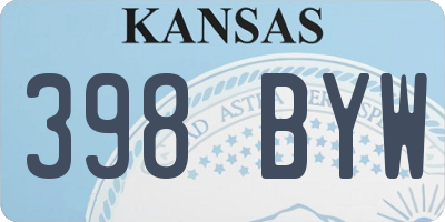 KS license plate 398BYW