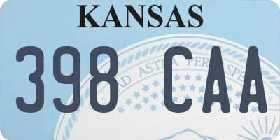 KS license plate 398CAA