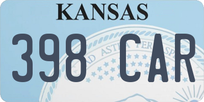KS license plate 398CAR