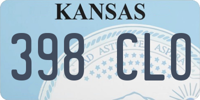 KS license plate 398CLO