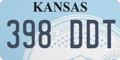 KS license plate 398DDT