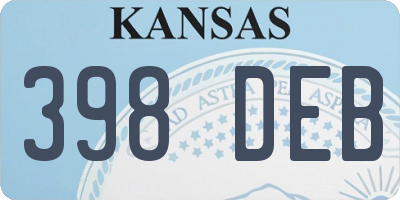 KS license plate 398DEB
