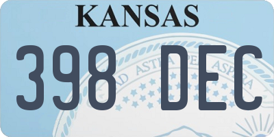 KS license plate 398DEC