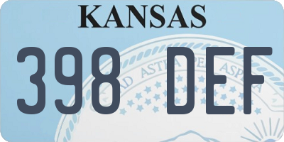 KS license plate 398DEF