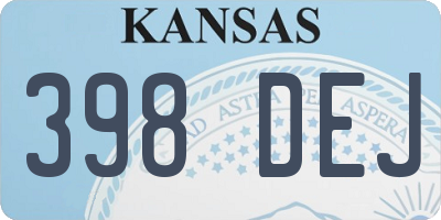 KS license plate 398DEJ