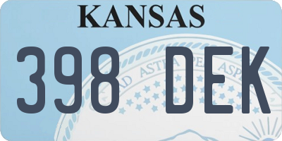 KS license plate 398DEK