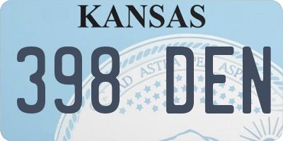 KS license plate 398DEN