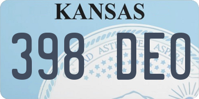 KS license plate 398DEO
