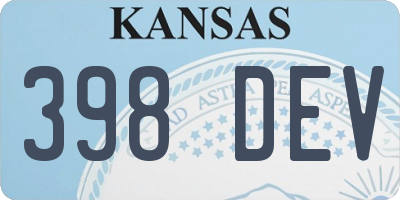 KS license plate 398DEV