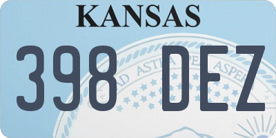 KS license plate 398DEZ