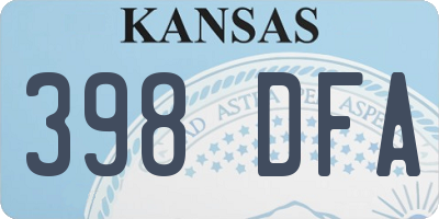 KS license plate 398DFA