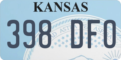 KS license plate 398DFO