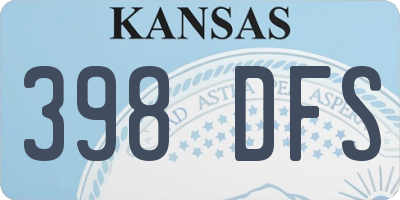 KS license plate 398DFS