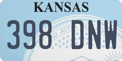 KS license plate 398DNW
